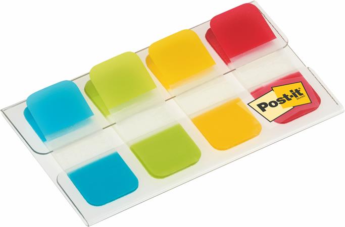 Jelölőcímke, műanyag, megerősített, 4x10 lap, 16x38 mm, 3M POSTIT, vegyes színek